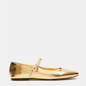 Steve Madden Gold and Suede Taupe Mary Jane Flats